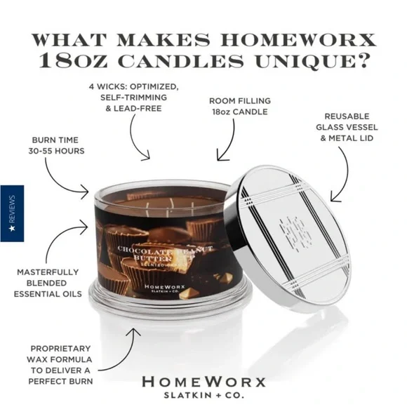 HomeWorx Chocolate Brown Candle with Silver Lid - Picture 1 of 4